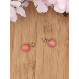 Mediterranean Pink Coral Stud Earrings